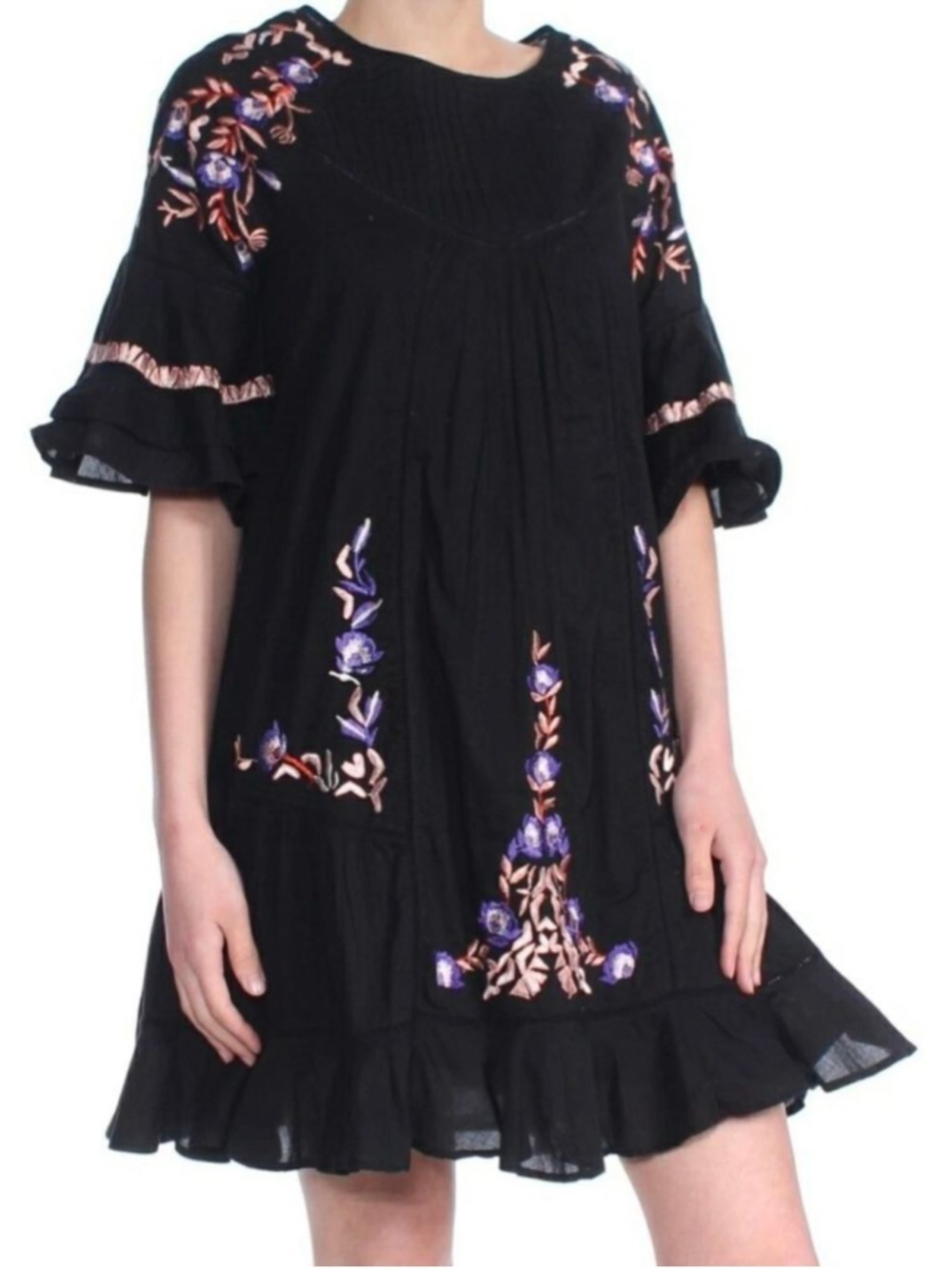 FREE PEOPLE Pavlo Babydoll Embroidered Mini Dress Size XS - Picture 1 of 7